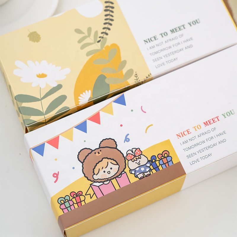 custom home bakery animal cookie containers white cardboard drawer rectangle biscuit box packaging for birthday