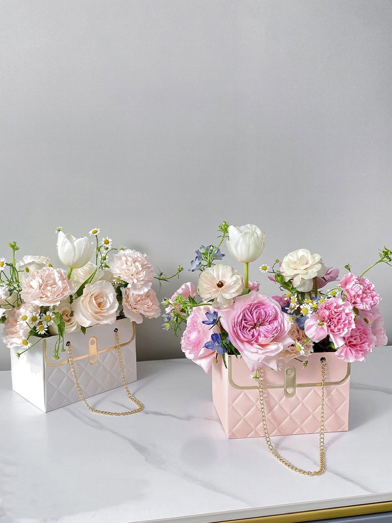 Caja de embalaje de flores Cardboard Portable Wedding Gift Bags Rectangular Flower Gift Package Bags