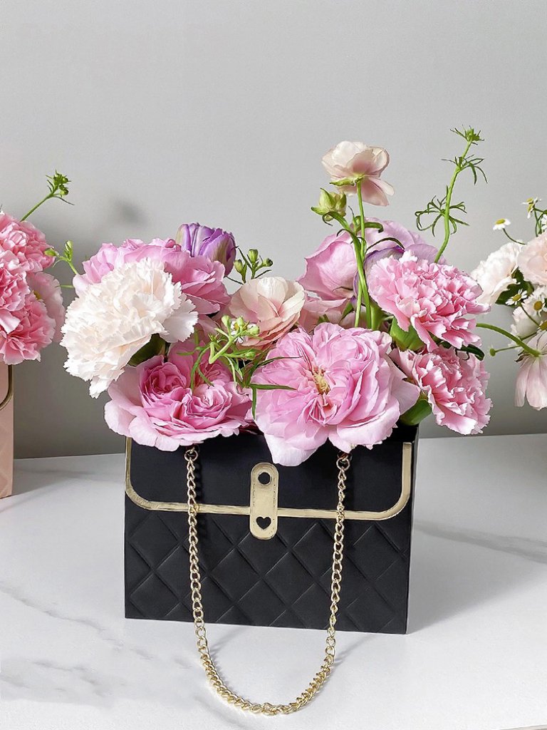 Caja de embalaje de flores Cardboard Portable Wedding Gift Bags Rectangular Flower Gift Package Bags