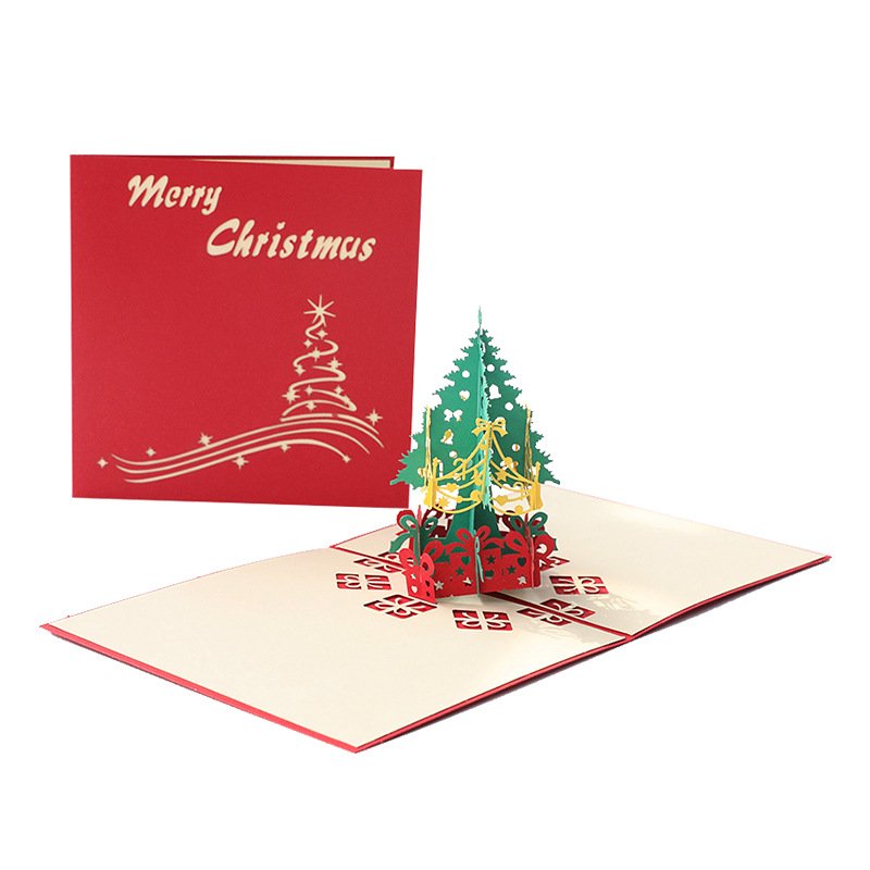 Star Packaging Customize Design Printing luxury religious 3d pop up merry christmas a gift light Santa Claus greeting cards