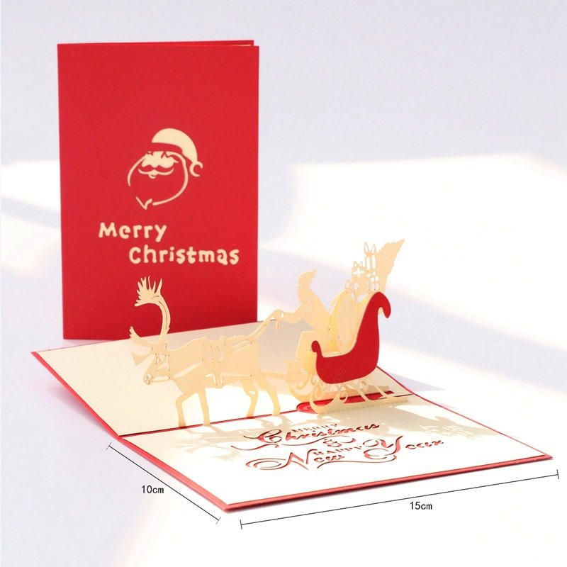 Star Packaging Customize Design Printing luxury religious 3d pop up merry christmas a gift light Santa Claus greeting cards