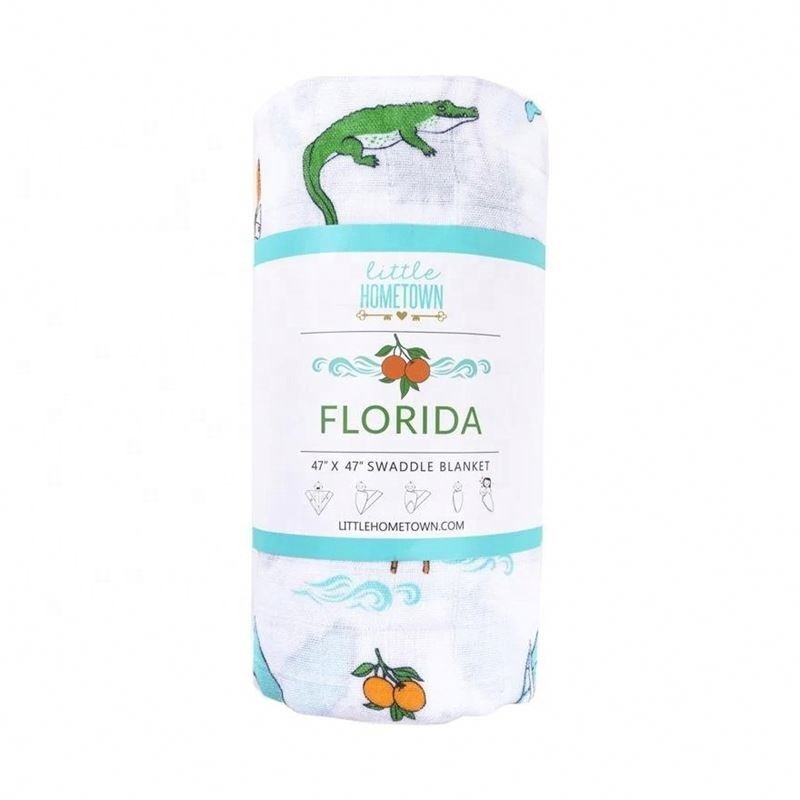 Factory Wholesale Customized Full Colors Printing Paper Sleeve Muslin Blanket Baby Swaddle Belly Band Packaging
