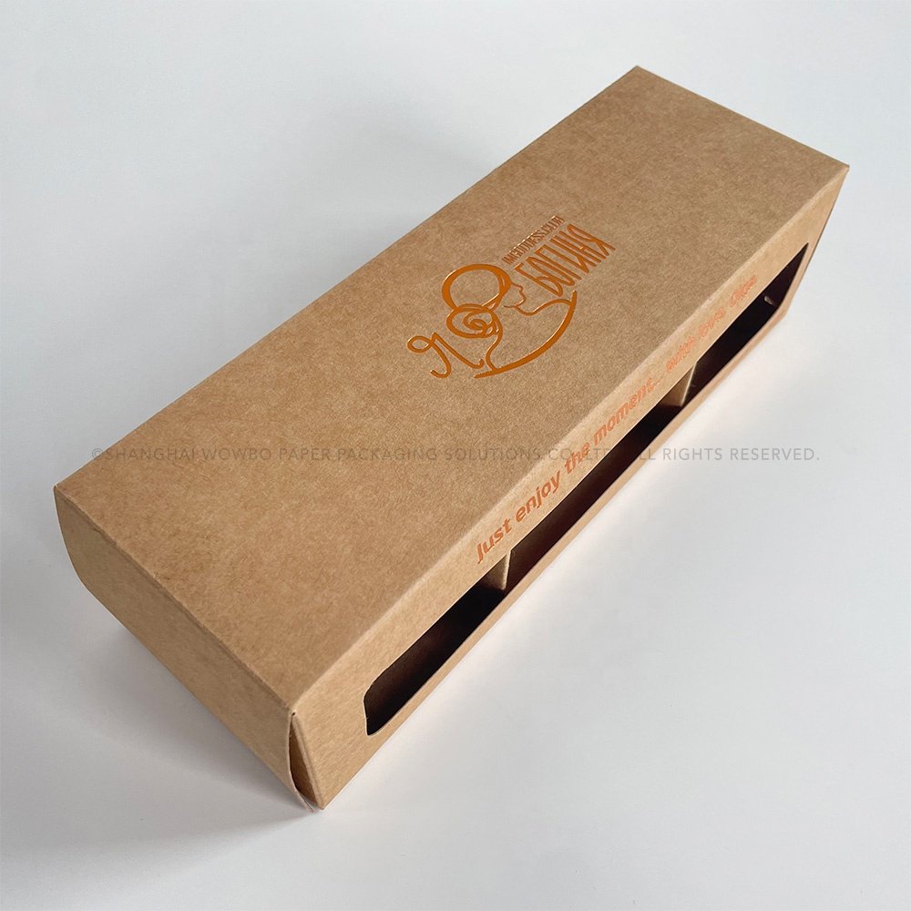 Custom Recyclable Gold Foiled Logo Imprinted Brown Kraft Paper Packaging Box with 3 Compartments for Jam Honey Glass Jar