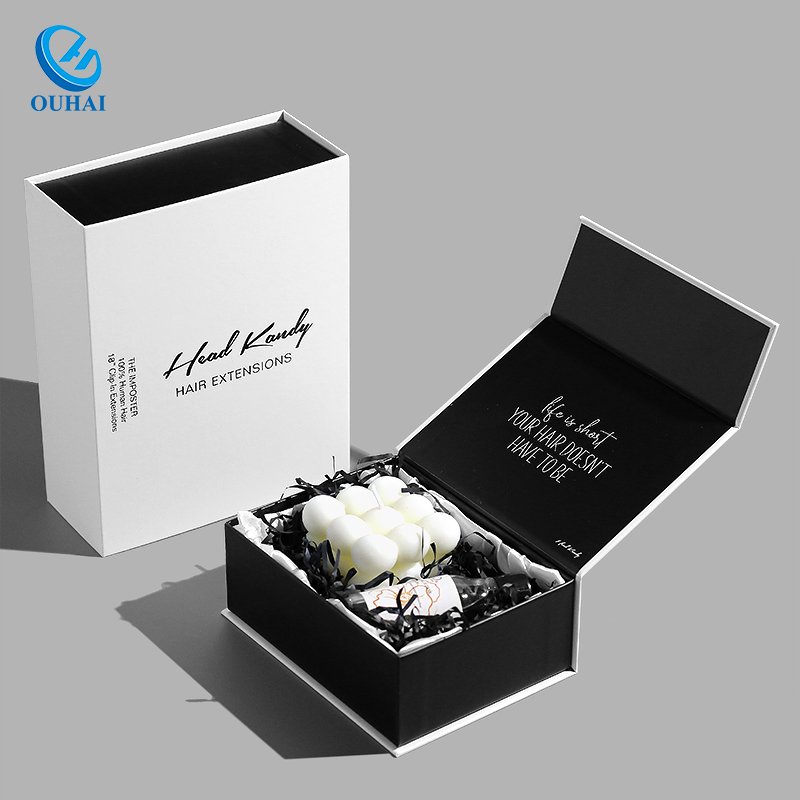 Luxury folding gift box classic black large magnetic presentation gift hamper box for packing