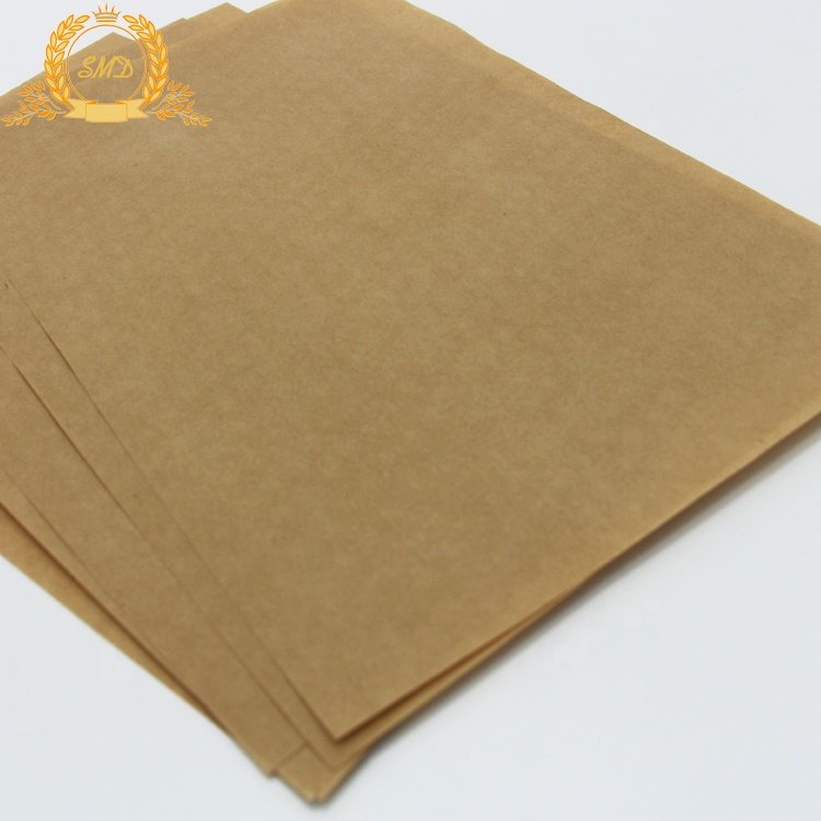 Recyclable brown color customer size 80 gsm greaseproof paper kit 5 for food wrapping
