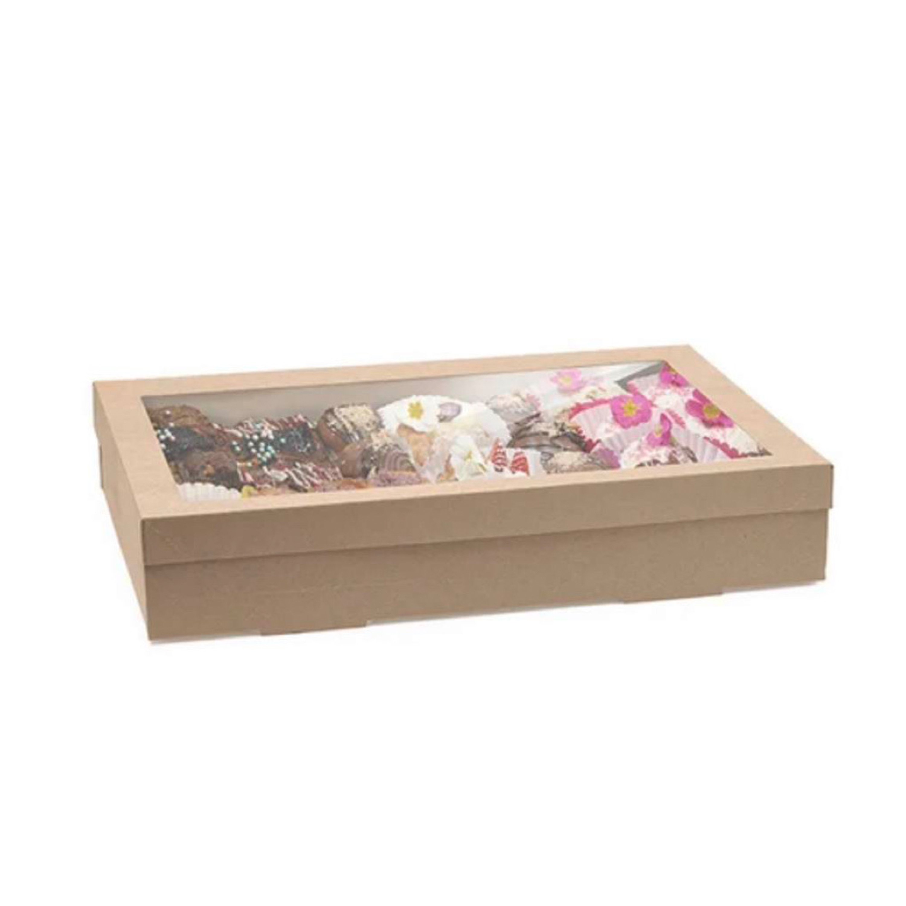 Jewelry Paper Boxes Food Fruit Corrugated Picnic Takeout Box With Clear Plastic Windows Lunch Box For Cakes