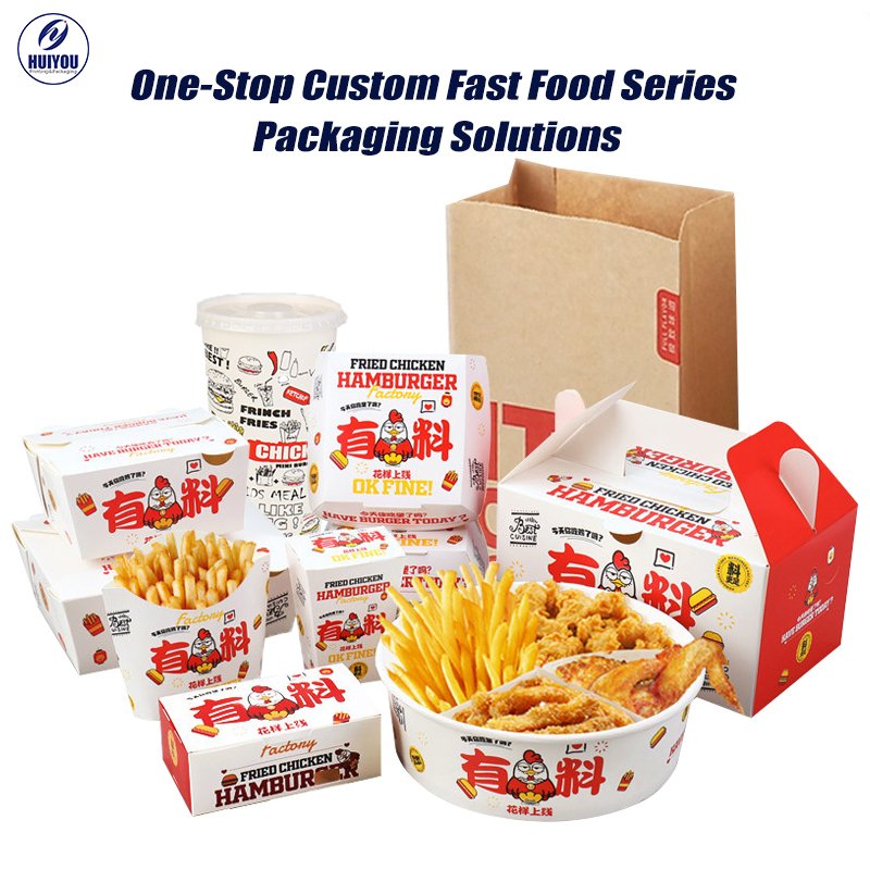 Custom Logo French Fries Fast Food Packaging Take Away Box Disposable Take Out Lunch Burger Fry Chicken Box Paper Food Container