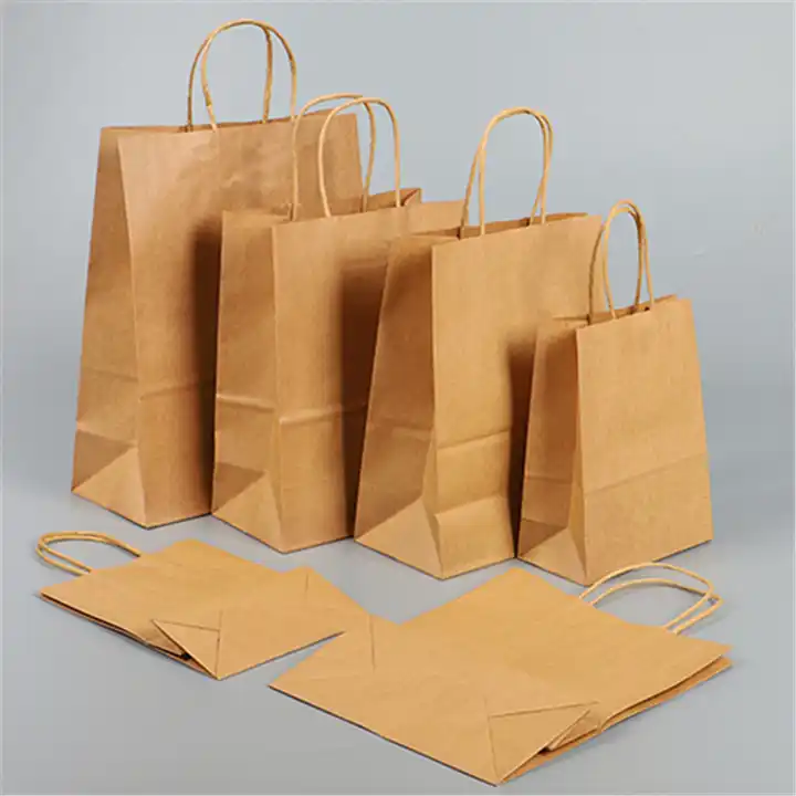 Custom Printing Luxury Food Wine Gift Bread Sandwich Goodies Personalized Gift Packaging Shopping Kraft Paper Bag