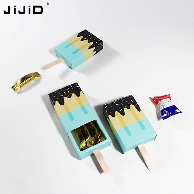 JiJiD Cartoon Pattern Design Customization Popsicle Paper Tray Packaging Drawer Gift Box Food Grade Ice Cream Popsicle Packaging