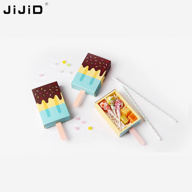 JiJiD Cartoon Pattern Design Customization Popsicle Paper Tray Packaging Drawer Gift Box Food Grade Ice Cream Popsicle Packaging