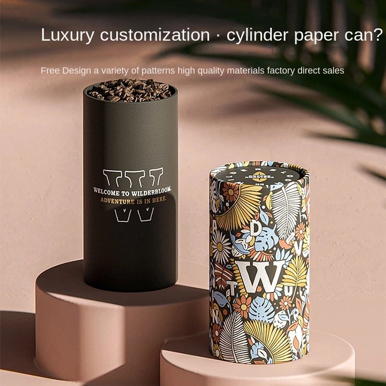 ESTICK Custom Printed Tea Coffee Bean Cylinder Packaging Box Eco-Friendly Paper Tube Round Cardboard Tube Packaging