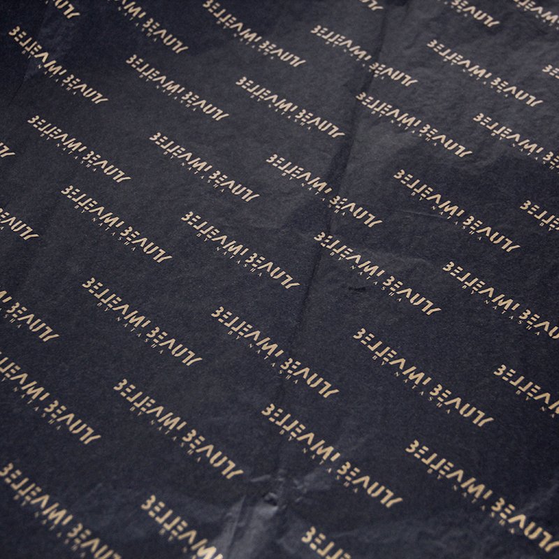 Custom black tissue paper with gold logo 17 gsm wrapping paper