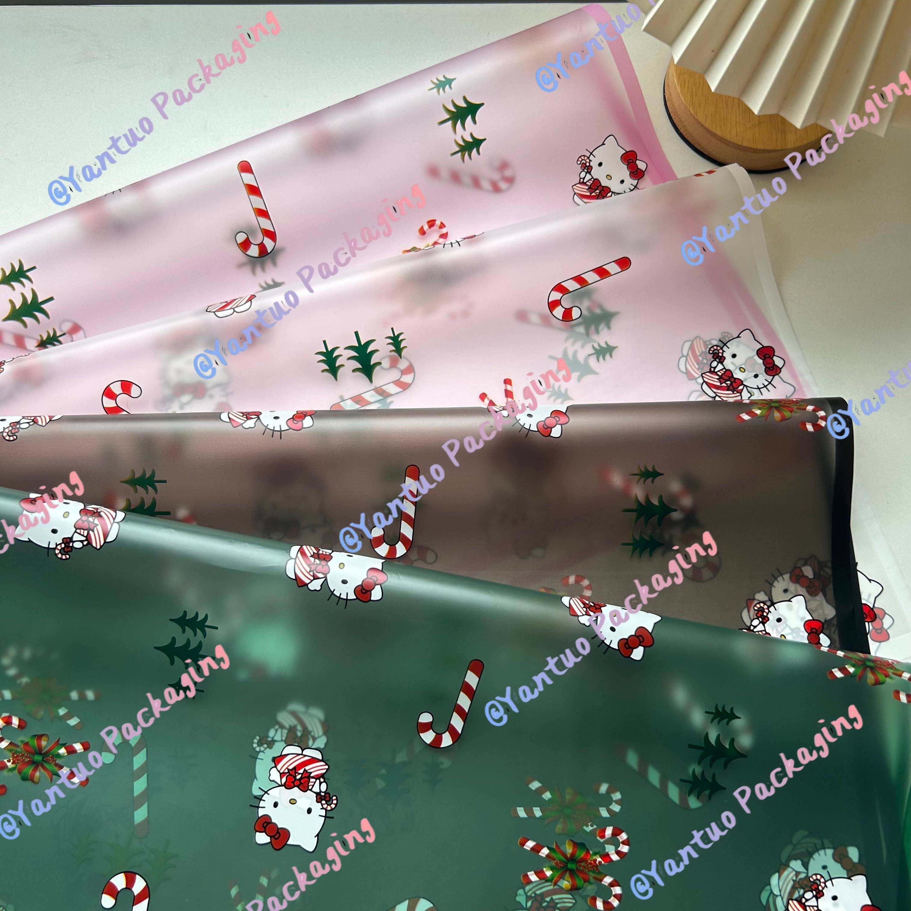 Factory Wholesale Christmas Kitty Flower Wrapping Paper Waterproof Korean Paper Designer Paper
