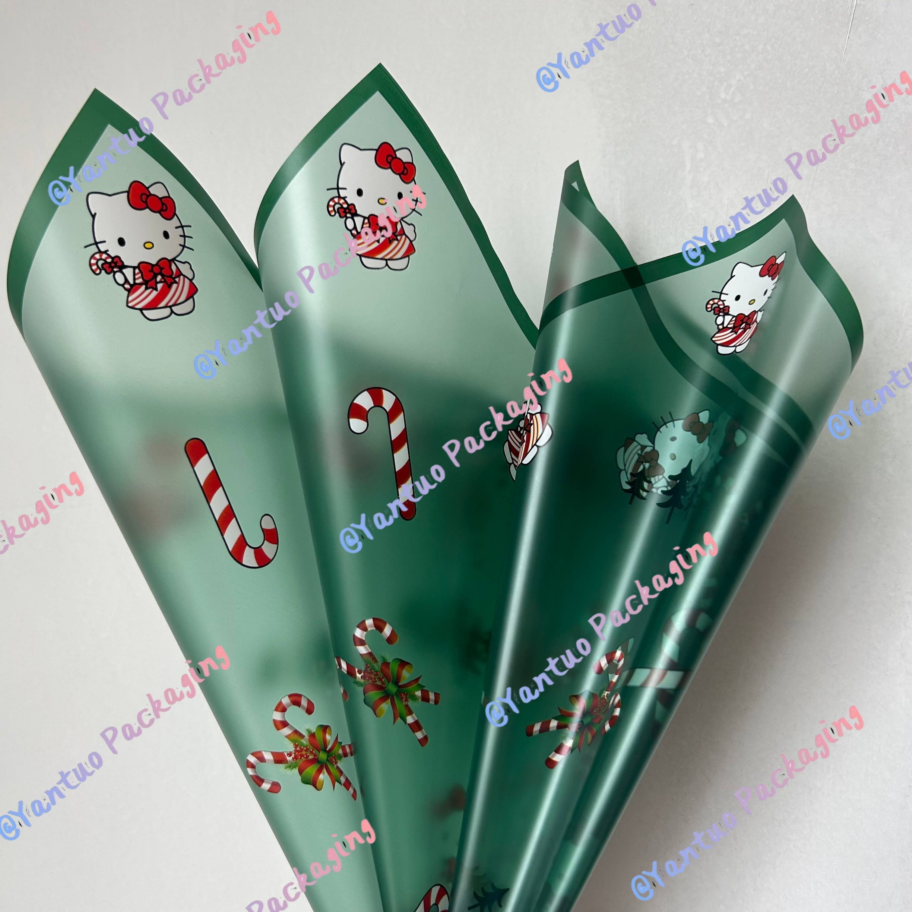 Factory Wholesale Christmas Kitty Flower Wrapping Paper Waterproof Korean Paper Designer Paper