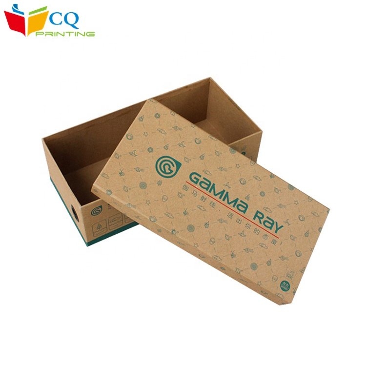 Wholesale China supplier custom kraft paper packaging cardboard shoe box with lid