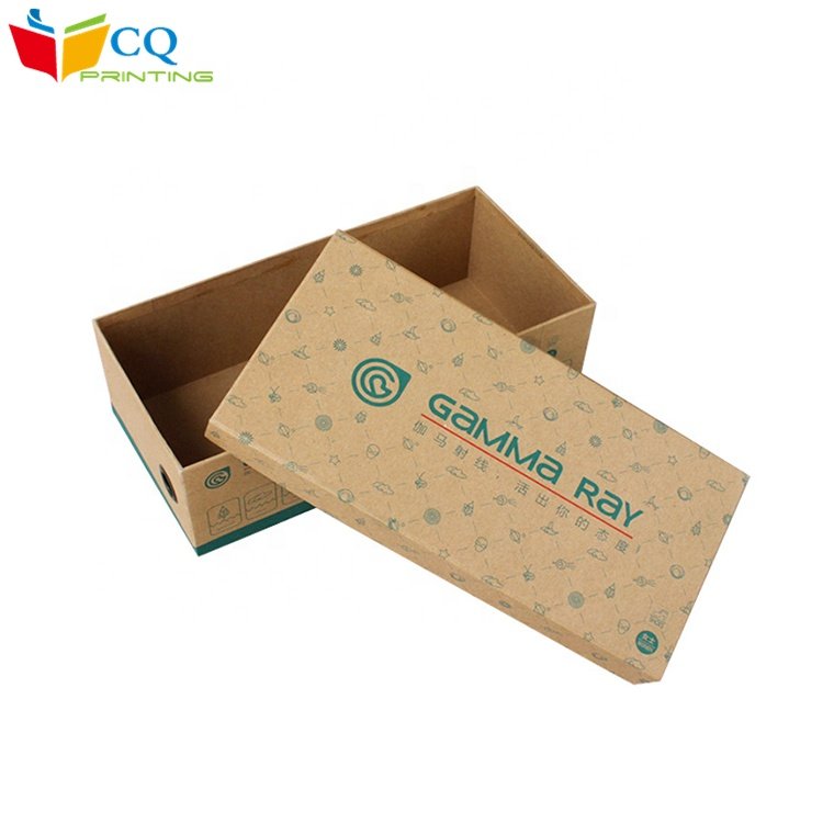 Wholesale China supplier custom kraft paper packaging cardboard shoe box with lid