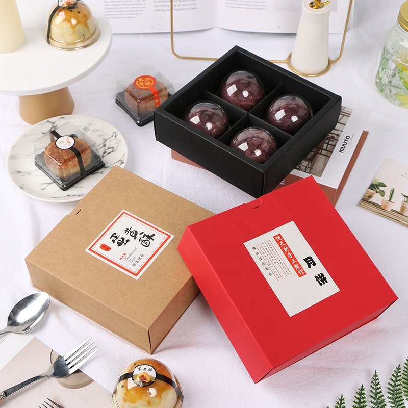 Wholesale disposable custom kraft take away paper cup clear window cake box packaging