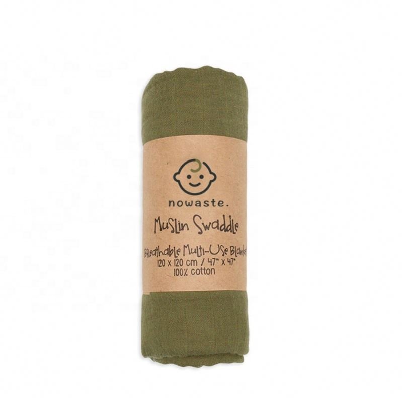 Swaddle Packaging Custom Printed Eco Friendly Brown Kraft Paper Sleeve Muslin Blanket Baby Swaddle Belly Band Packaging