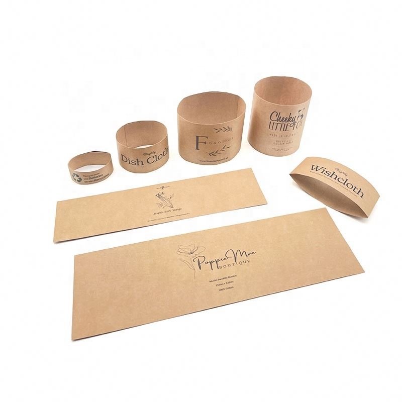 Swaddle Packaging Custom Printed Eco Friendly Brown Kraft Paper Sleeve Muslin Blanket Baby Swaddle Belly Band Packaging