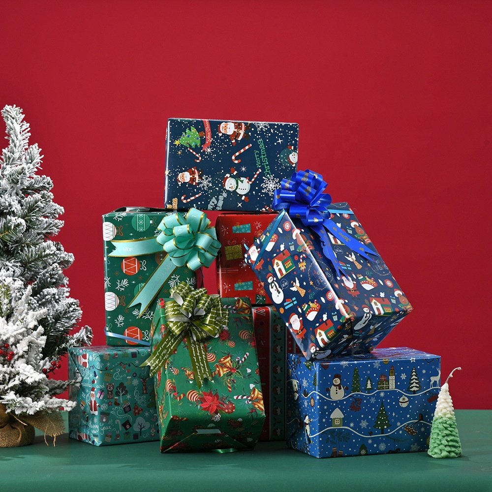 China golden supplier wholesale custom print 80gsm competitive price recyclable personalized gift wrapping paper christmas