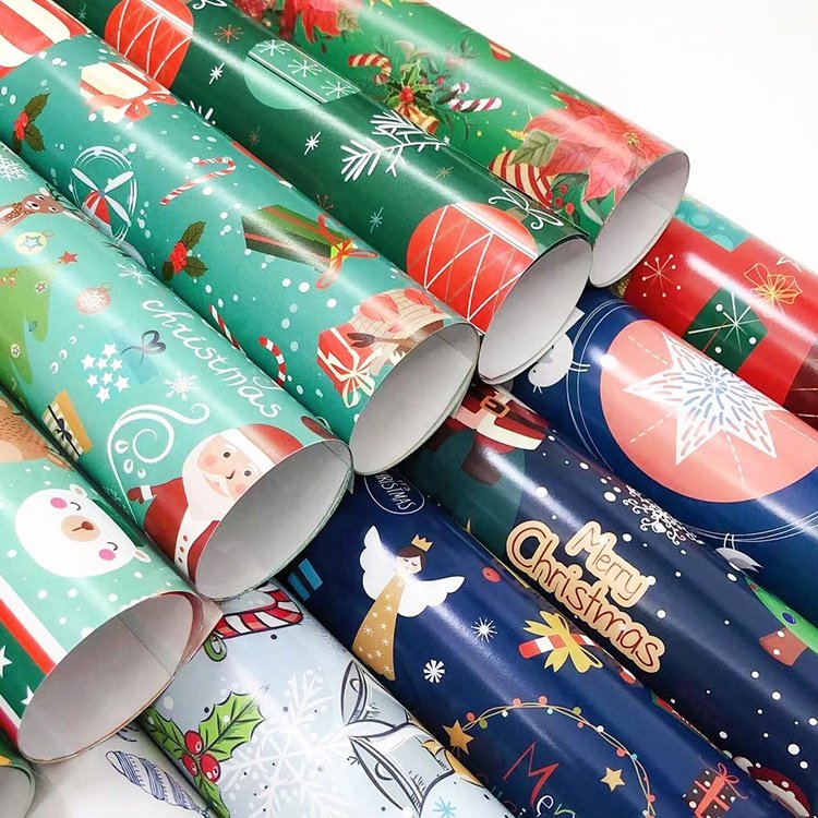 China golden supplier wholesale custom print 80gsm competitive price recyclable personalized gift wrapping paper christmas