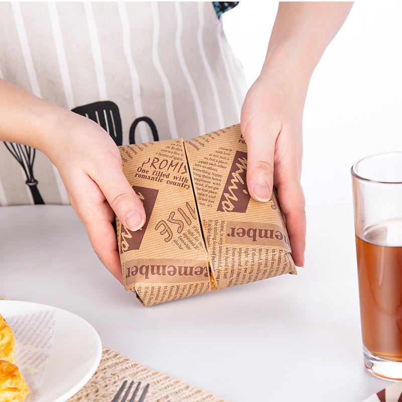 Custom Sandwich Hamburger Bread Wrapping Paper Greaseproof Eco-Friendly Baking Paper Food Packaging Disposable Oiled Wax Paper