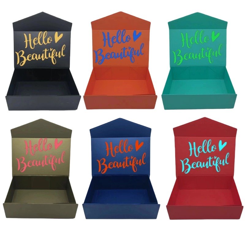 2024 Custom Printing Luxury Rigid Folding Black Paper Packaging Magnet Closure Lid Cardboard Foldable Magnetic Gift Box