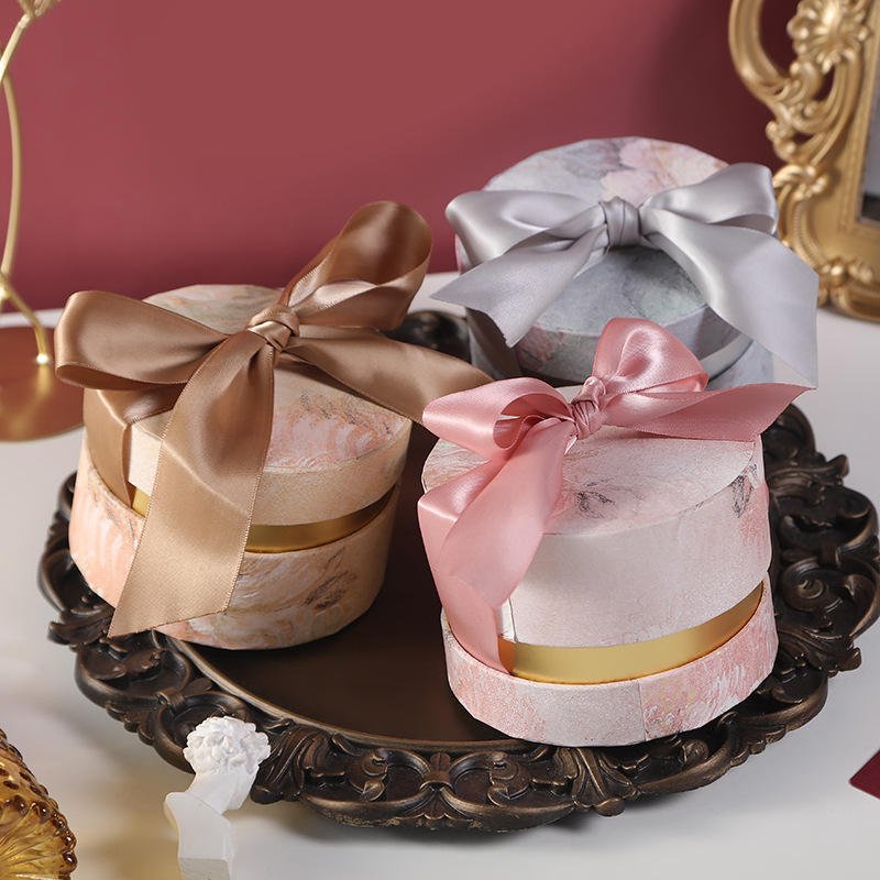 Hot Sale Bow Tie Wedding Candy Box Round Paper Heaven And Earth Cover Cuddle Bucket Gift Jewelry Boxes Packaging Box