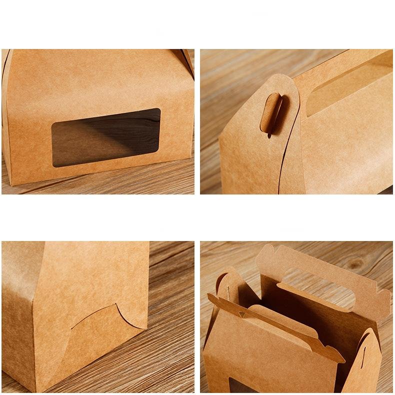 Disposable Open Window Portable Bread Dessert Paper Box Wedding Candy Packing Paper Box Baking Food Packaging Box