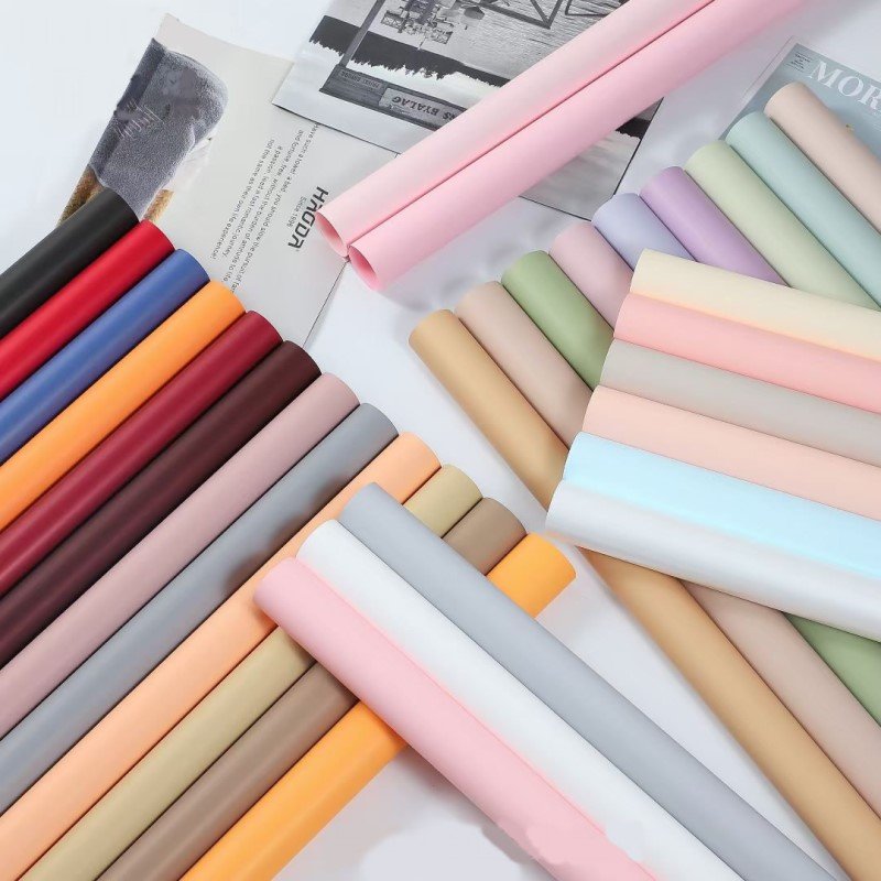 Hot solid colorful waterproof wrapping paper gift packaging floral bouquet flowers wrapping paper