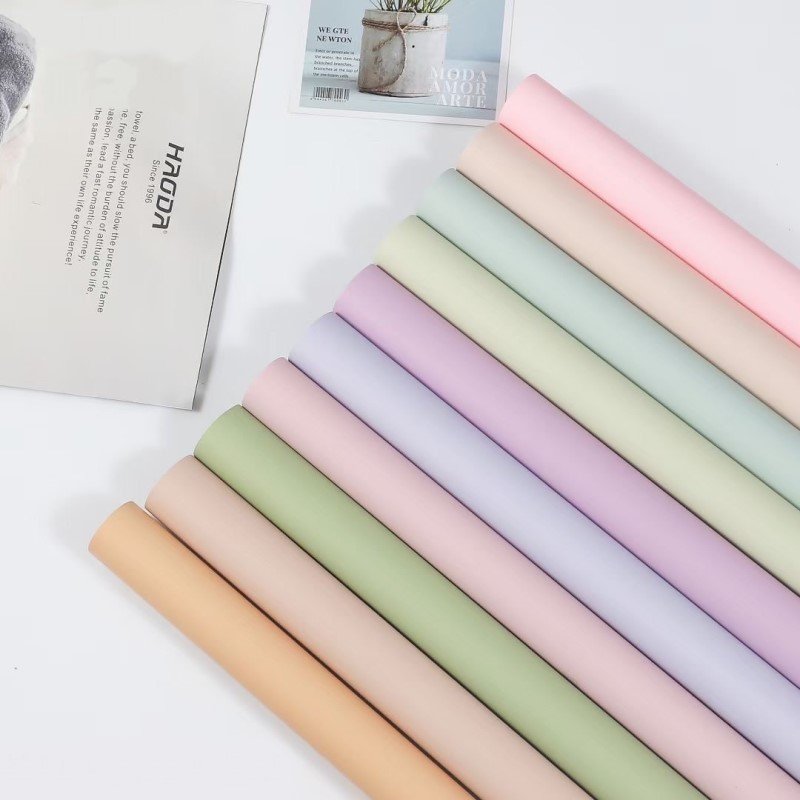 Hot solid colorful waterproof wrapping paper gift packaging floral bouquet flowers wrapping paper