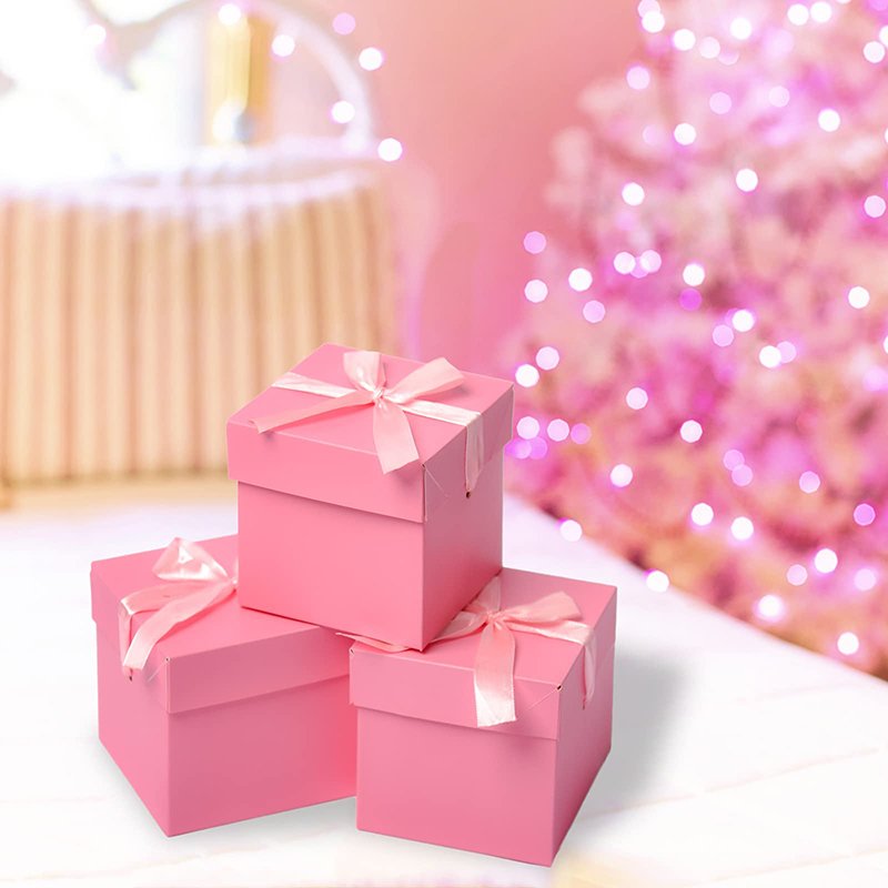 Hot sale Birthday wedding Valentine's Decorative pink box cardboard Flower packaging Gift box with lid