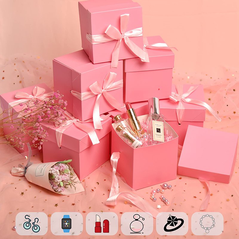 Hot sale Birthday wedding Valentine's Decorative pink box cardboard Flower packaging Gift box with lid