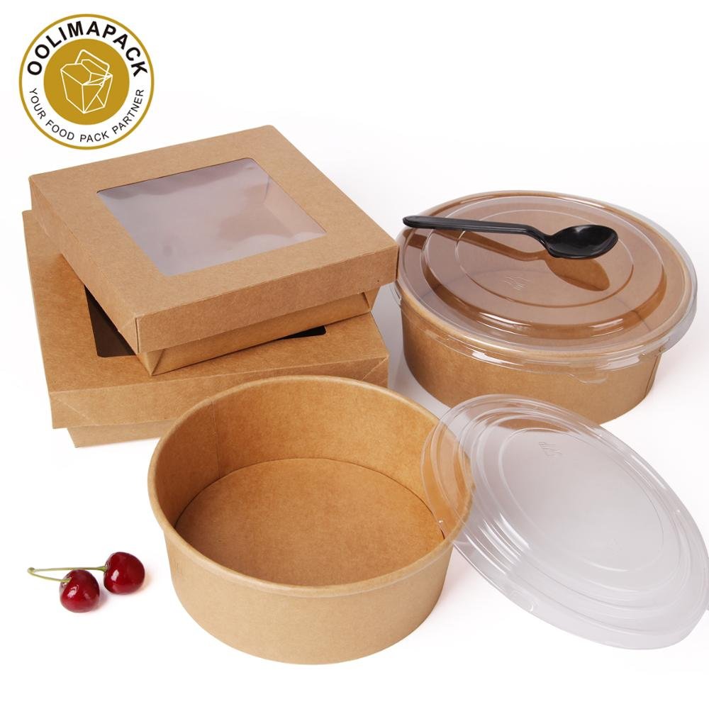 Biodegradable container recycle box kraft paper container food cardboard take away fast food box