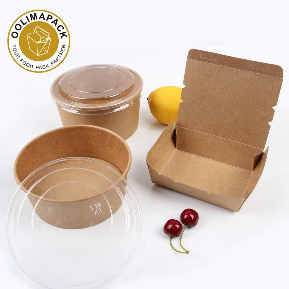 Biodegradable container recycle box kraft paper container food cardboard take away fast food box