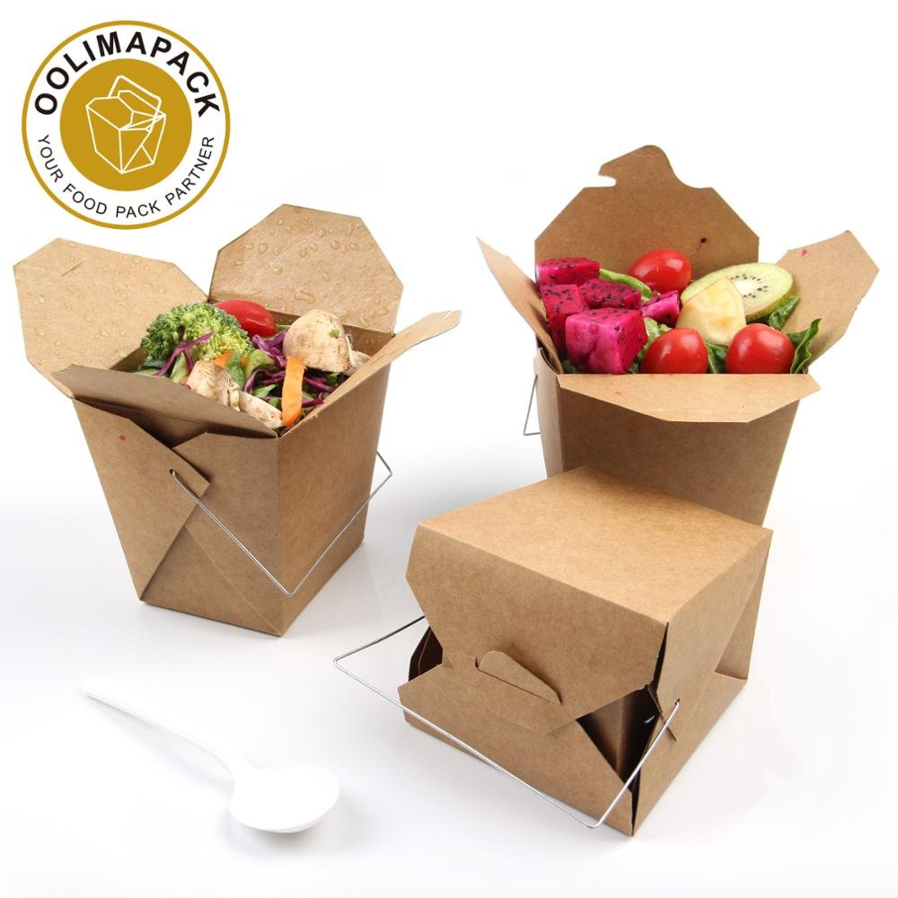 Biodegradable container recycle box kraft paper container food cardboard take away fast food box