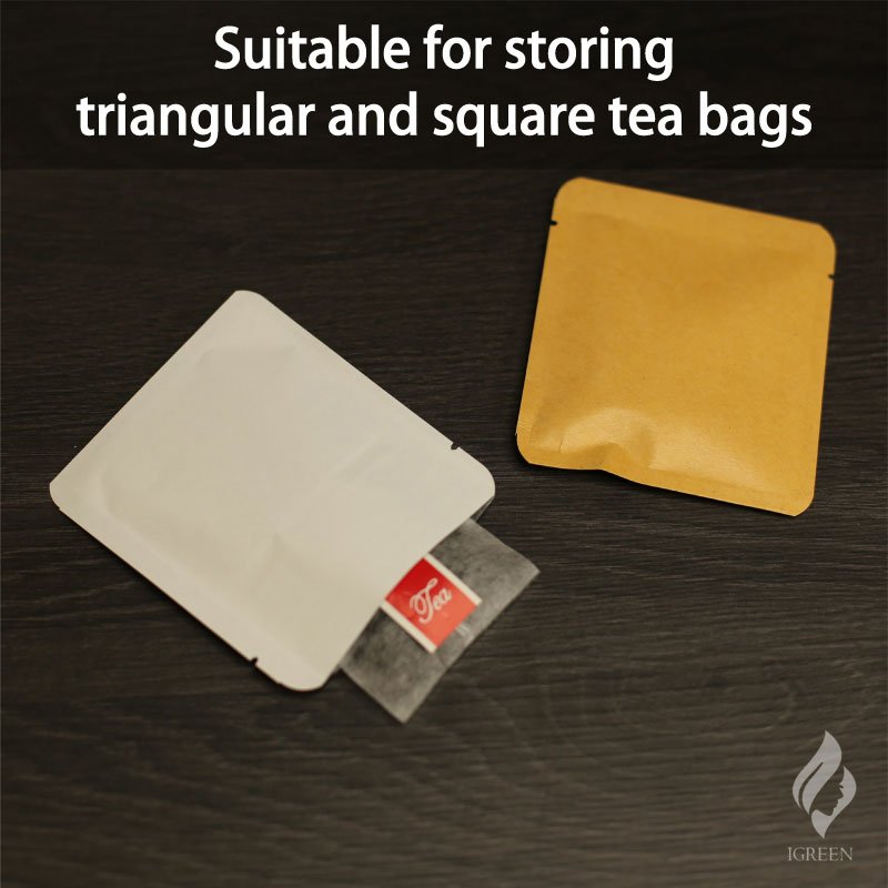 Custom printed Kraft Paper Open Top Mylar Foil Heat Seal Pouches for tea bags Food Storage aluminum foil packaging bag