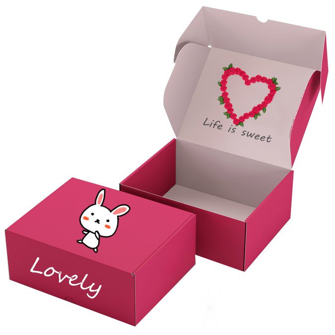 HENGXING OEM manufacturer custom logo print eco friendly black corrugated mailing boxes pink purple shipping box