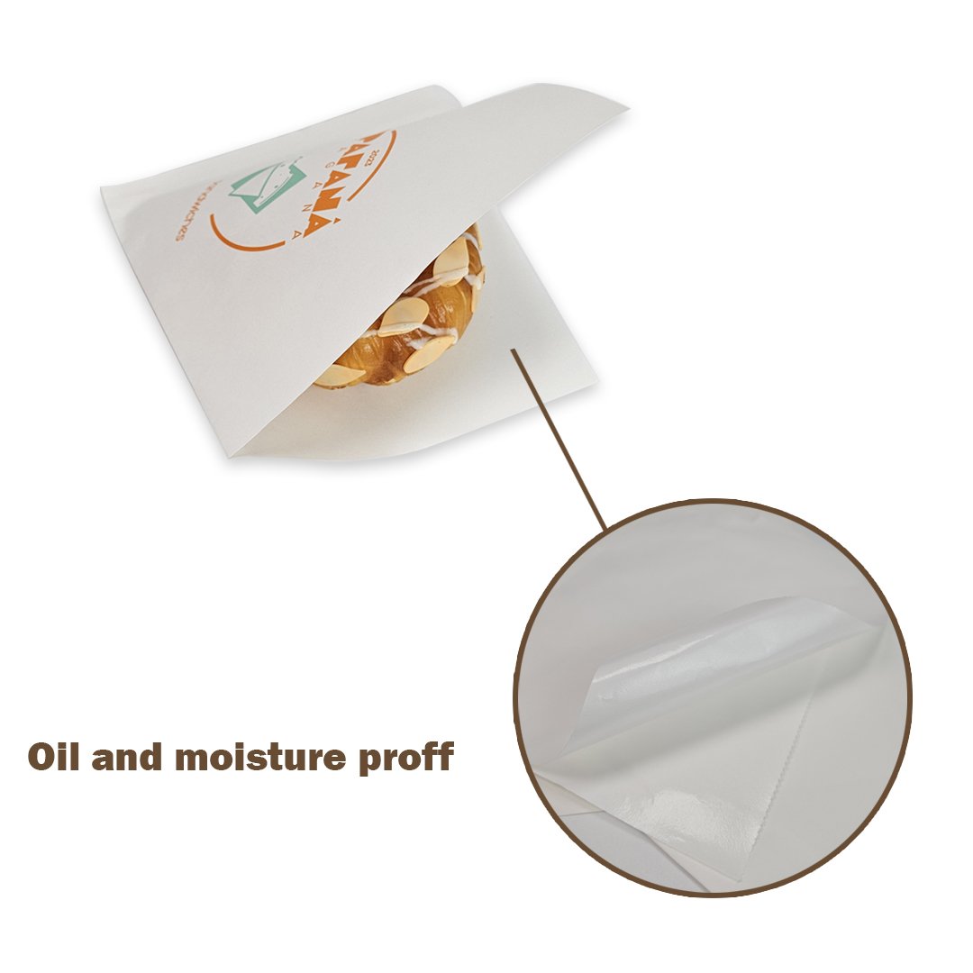 Custom Paper Bag Printed White Logo Red Greaseproof Paper Burger Bag for Packaging Street Food Double Sides Open Bag