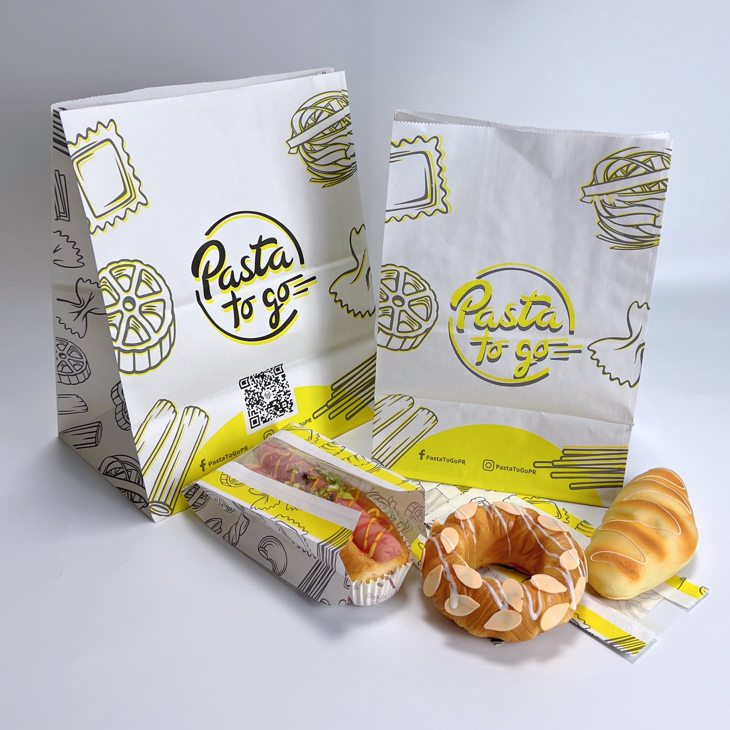 Custom Paper Bag Printed White Logo Red Greaseproof Paper Burger Bag for Packaging Street Food Double Sides Open Bag