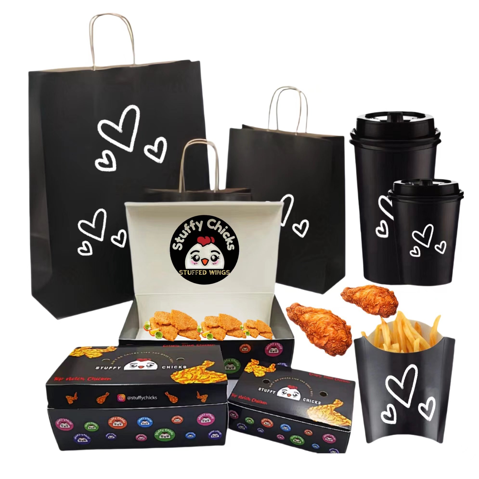 Custom Paper Bag Printed White Logo Red Greaseproof Paper Burger Bag for Packaging Street Food Double Sides Open Bag