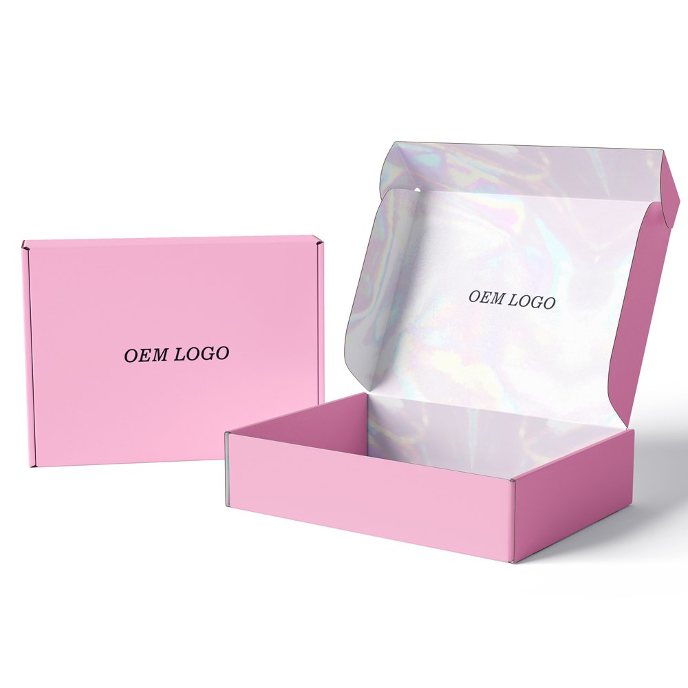 Biodegradable Packaging Paper Box Grade Pink Shipping Boxes Christmas Mailer Box With Custom Logo For Clothing Cosmetics