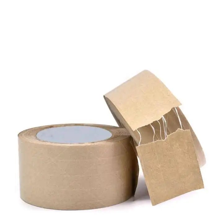 Custom Printing With Logo Reinforced Brown Gummed Water Activated/Self Adhesive Eco Kraft Paper Packing Tape Jumbo Roll
