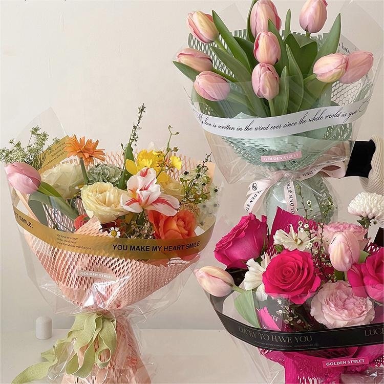 Recyclable English OPP Fresh Flower Packaging Paper Bouquet Box Material Genre Packaging Paper