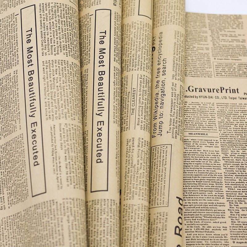 JOYWOOD Cowhide colored English newspaper packaging paper kraft paper fresh flower bouquet English letter paper wholesale