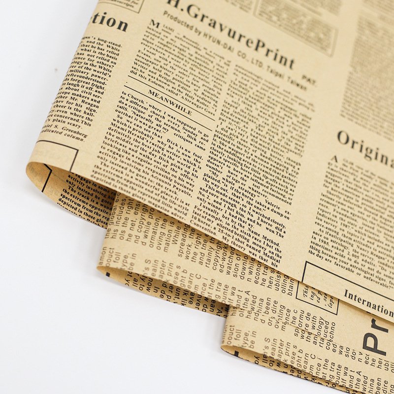 JOYWOOD Cowhide colored English newspaper packaging paper kraft paper fresh flower bouquet English letter paper wholesale