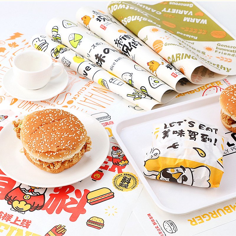 Biodegradable Burgers Greaseproof Paper Wax Wrap Paper Baking Paper printing