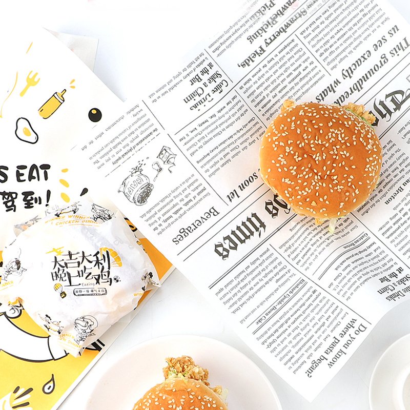 Biodegradable Burgers Greaseproof Paper Wax Wrap Paper Baking Paper printing