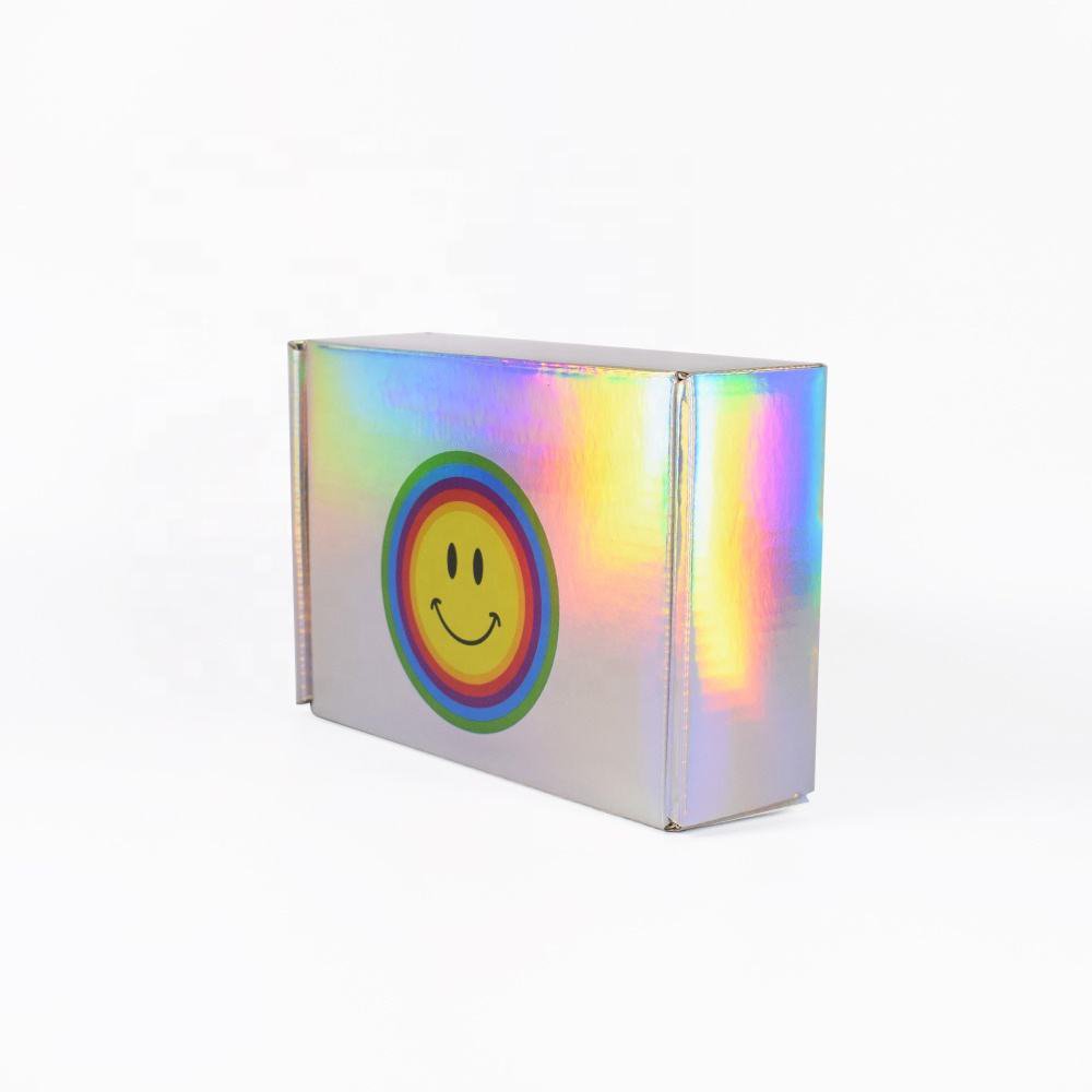 Custom Logo Shipping Boxes Iridescent Corrugated Mailer Box Holographic Packaging Box