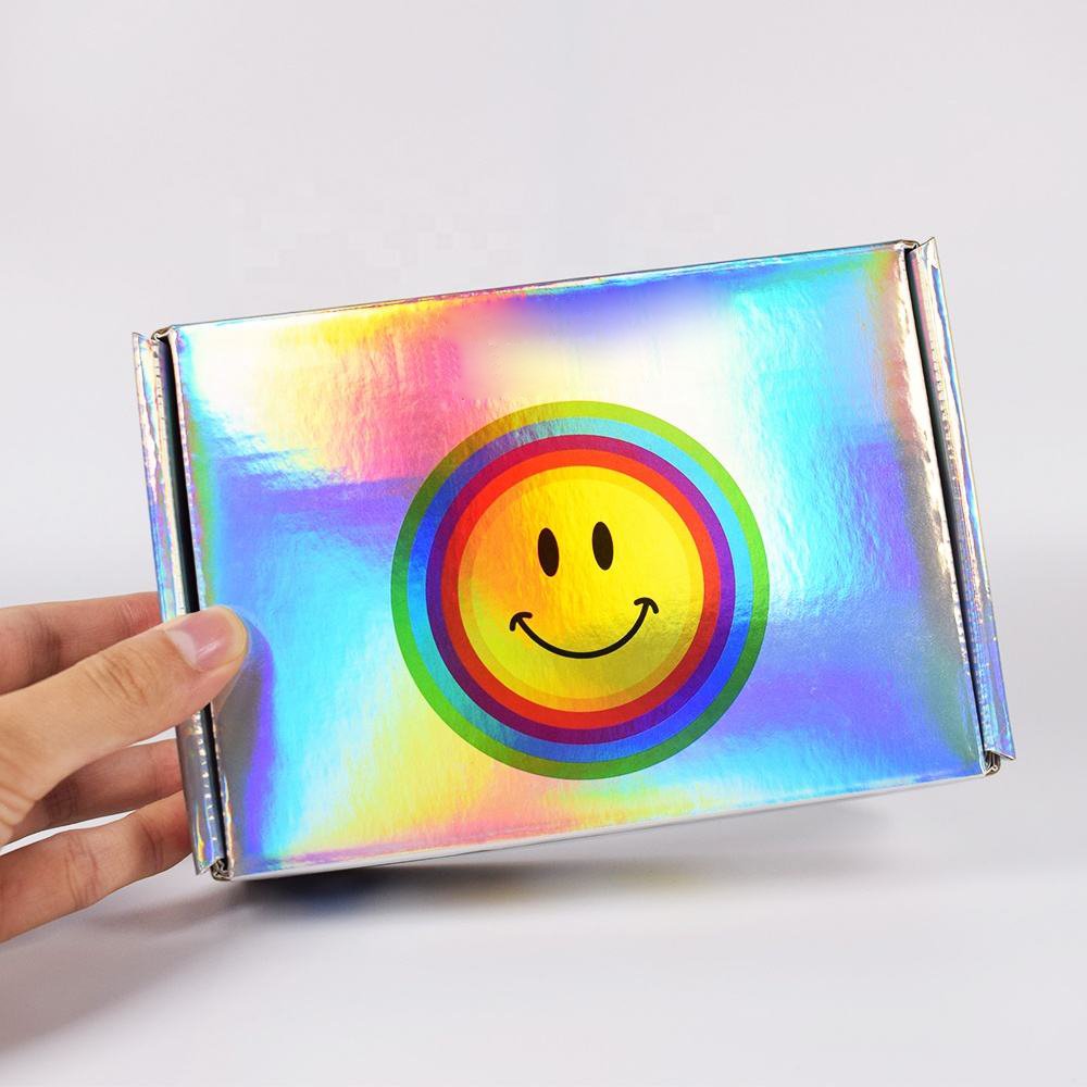 Custom Logo Shipping Boxes Iridescent Corrugated Mailer Box Holographic Packaging Box